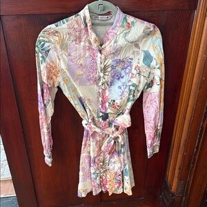 Zara Multicolor Floral Dress with Belt